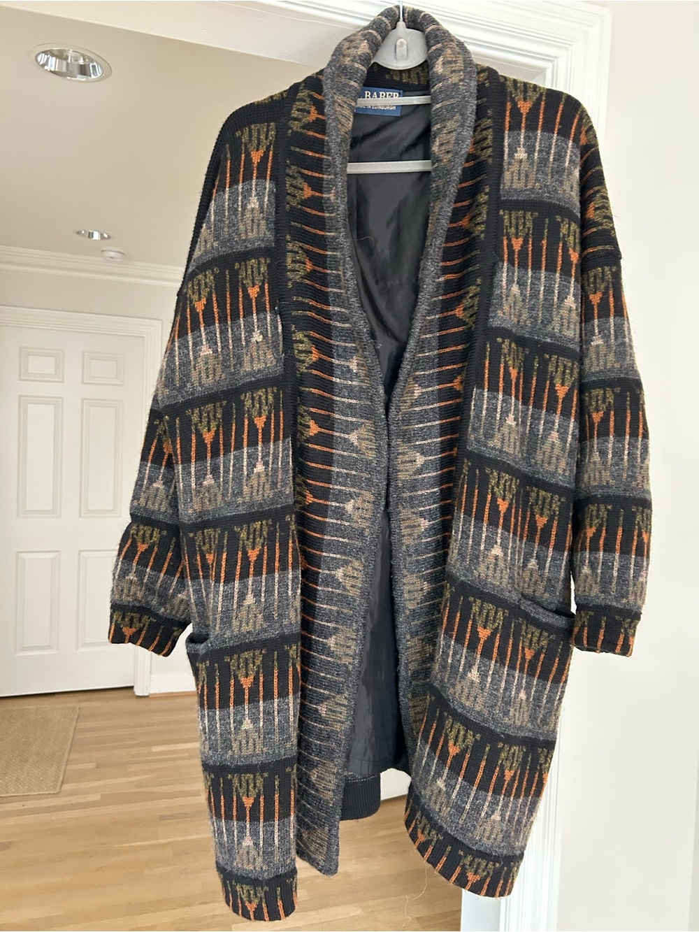 Stunning Patterned Shawl Collar Cardigan - Black, Gray, Rust